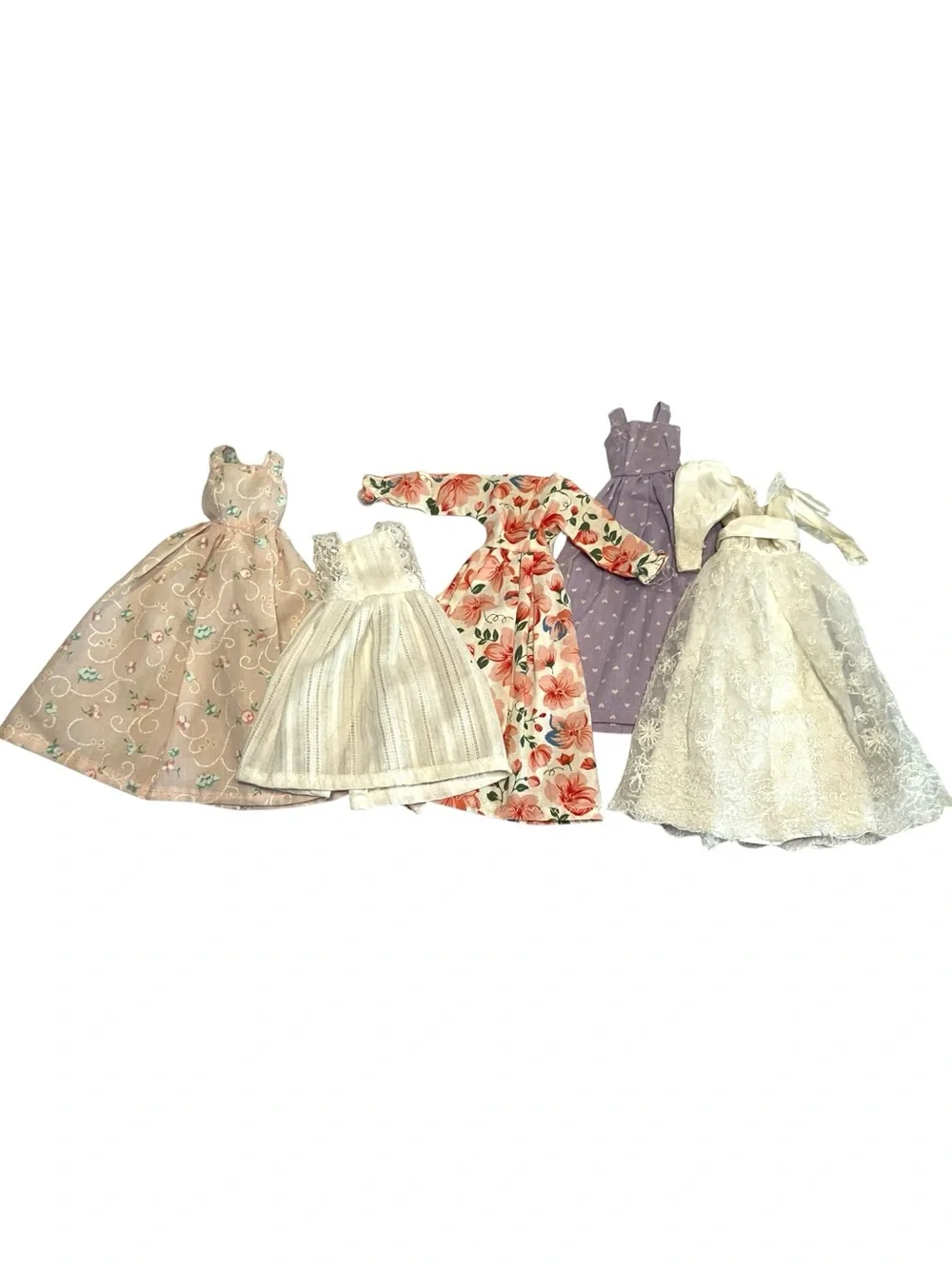 Vintage 70s 80s Doll Clothes Lot TLC Cottagecore Floral Dresses